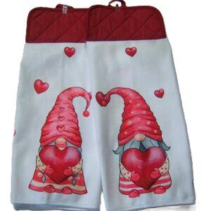 Valentine Gnome Hanging kitchen towel set of 2